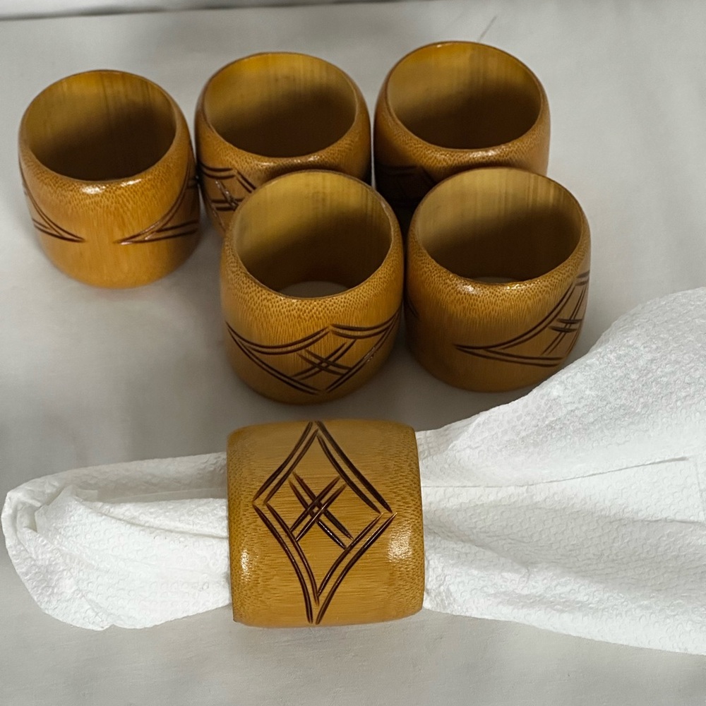 Set of 6 Bamboo Napkin Rings, BohoChick, Cottage Vibes - Picture 7 of 7